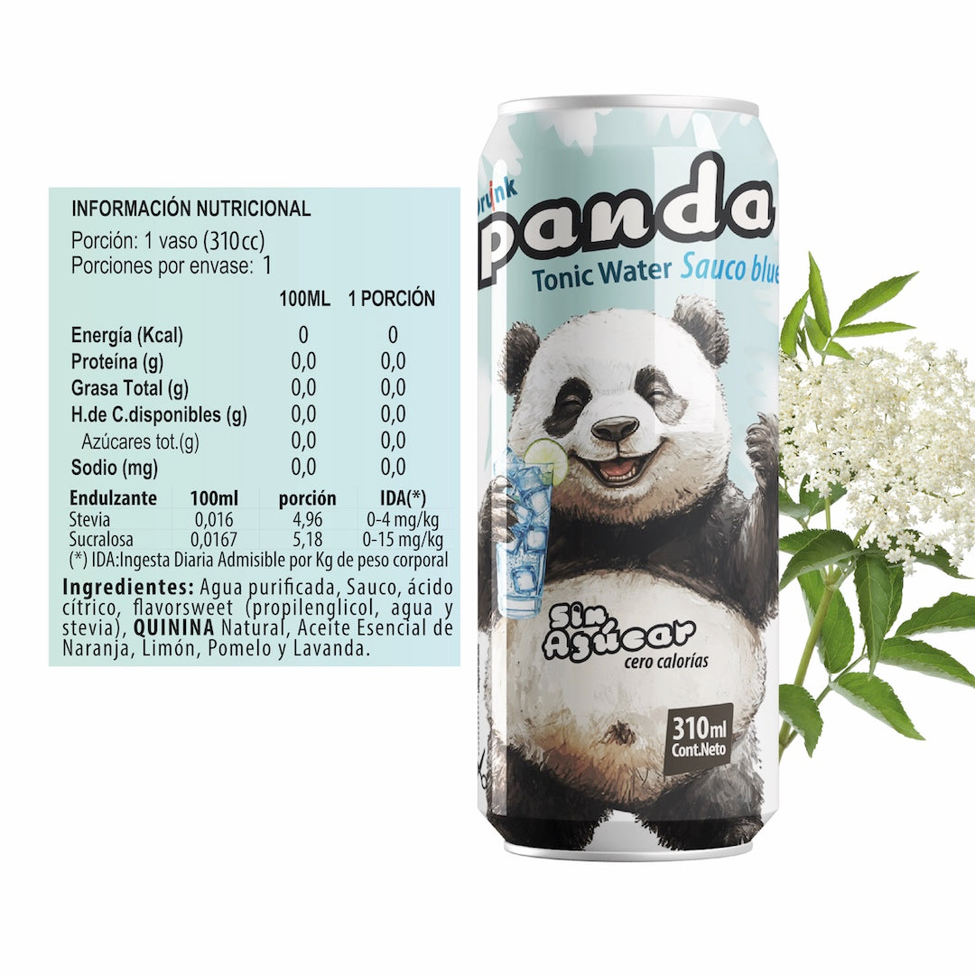 4 Pack Panda Tonic Sauco Blue sin azúcar lata 310ml