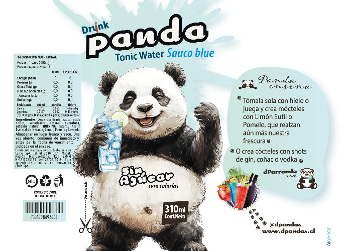 4 Pack Panda Tonic Sauco Blue sin azúcar lata 310ml