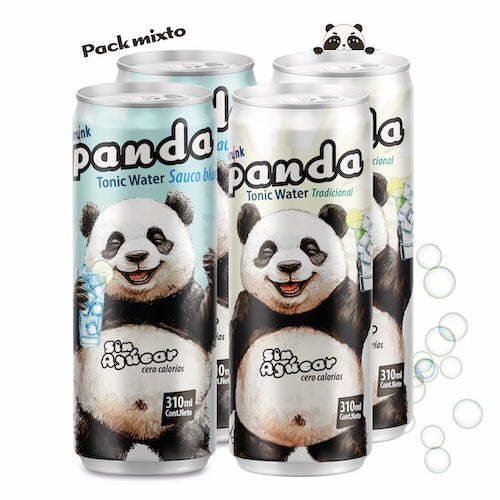4Pack Mixto 2 Panda Tradicional y 2 Panda Sauco Blue, sin azúcar latas 310 ml